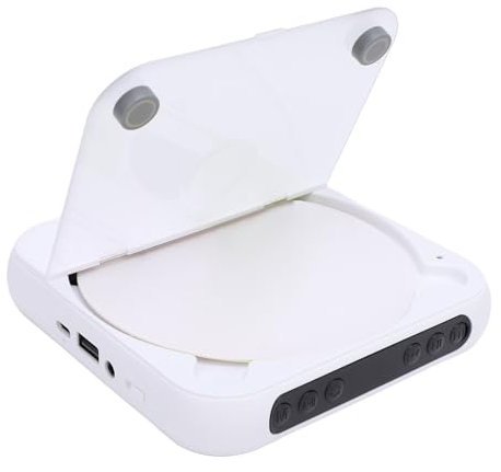 Lecteur CD Portable, Lecteur CD Rechargeable USB Bluetooth avec écouteurs, Lecteur CD Compact Anti-Saut et Antichoc pour CD R CD RW MP3 WMA (White)
