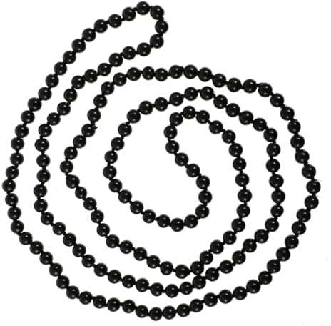 AKOOSY Set med 2 långa kedjekedjor överlagrade svarta pärlhalsband, 150.00X0.80X0.80CM, Glas, Ingen ädelsten