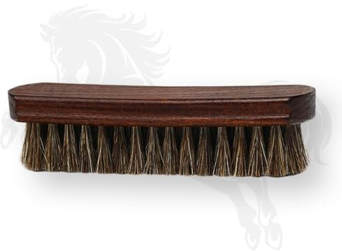 Brosse 100% Poils de Cheval Brosse à Chaussures/Cuir Professionnelle Haut de Gamme avec Manche en Bois Courbé pour Une Meilleure Prise.Parfaite pour Chaussures,ManteauxSacs à Main et Cirage Cuir