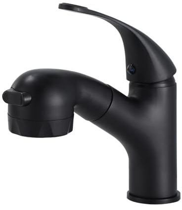 Sumeber - Rubinetto per il bagno, miscelatore con doccetta estraibile, ideale per lavare i capelli, con bocca di erogazione girevole (2 funzioni Nero)