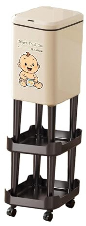 perfk Cestino per pannolini, secchio per pannolini, grande capacità, contenitore per rifiuti decorativo nordico per la casa con ruote per camera da letto, Alto