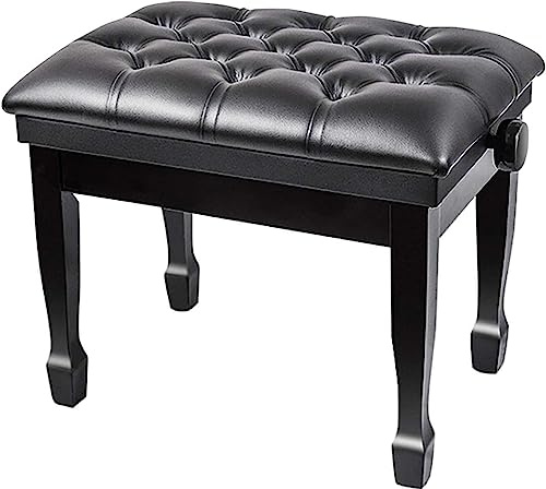 Pianopall Sminkbord Pall Pianobänk Keyboardbänk Justerbar Justering Vuxna Pu-läder Kudde Höjdjustering: 48-58cm, Svart, Svart,Black