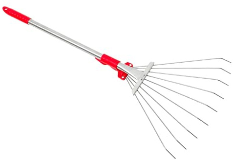 Homoyoyo Râteau de Jardin Télescopique en Acier Inoxydable Petit, Râteau à Gazon Léger pour Désherbage et Nettoyage de Feuilles, Outil Multifonction pour Jardinage et Activités Extérieures