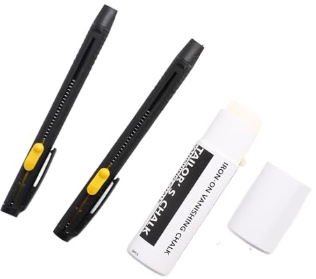 Lápices de Tiza de Costura de Plástico, Lápices de Tiza de Sastre con Recambio Blanco, Lápiz de Sastre de Longitud Ajustable para Marcar Costura Artesanal