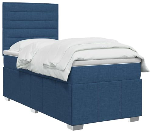 vidaXL Lit boxspring avec Matelas Bleu 90 x 200 cm Tissu