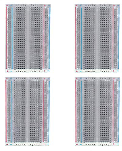 Oiyagai 4 pcs Transparent Plastic Mini Solderless Breadboard,400 Ties Clear Circuit PCB Board Kit for Proto Shield Circboard Prototyping
