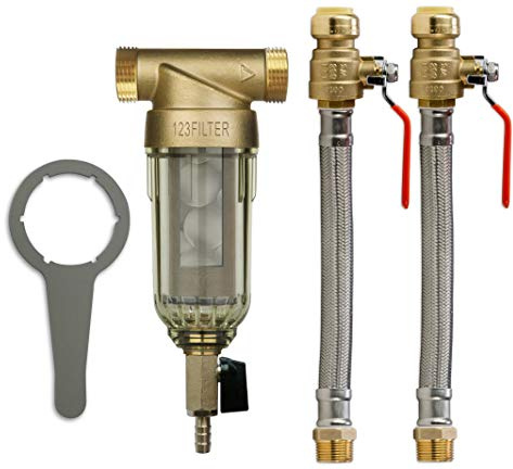 iSpring WSP-50SL Reusable Whole House Spin Down Sediment Water Filter with Siliphos and Push Fit Ball Valve