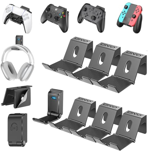OIVO Controller/Headset Halterung, Faltbar Kopfhörer Halter Wand, Universal Headset Haken für Over Ear Kopfhörer, Lagerung Kopfhörer/Controller Ständer für Gaming Zubehör- 6 Stück