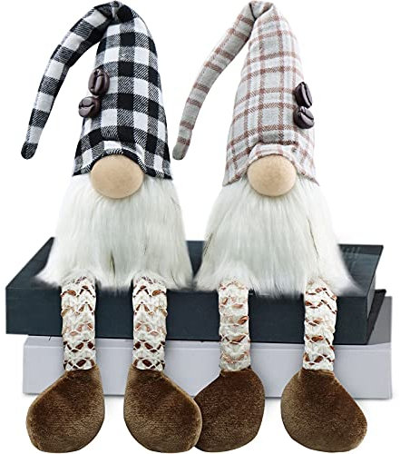 Gehydy 2er Set Kaffee WichtelWeihnachten Weihnachtsdeko Weihnachtswichtel Deko Zubehör für Home Küche