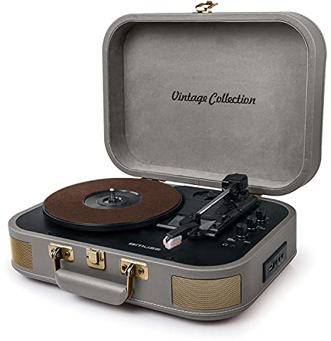 Giradiscos MUSE MT-201 BTG Color Gris, con Sistema Estereo