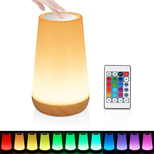 Vaileal Veilleuse LED - Lampe de Chevet Multicolore avec 13 Couleurs, Veilleuse Enfant USB Rechargeable, Tactile et Télécommande Luminosité Ajustable RGB Dimmable Lampe Nuit pour Chambre, Bébé, Salon