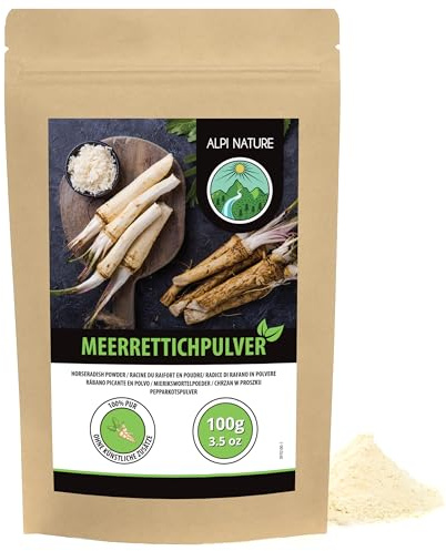 Alpi Nature Pepparrotspulver 100g, Torkad och Mald Pepparrotsrot, Pepparrots Pulver, Glutenfri