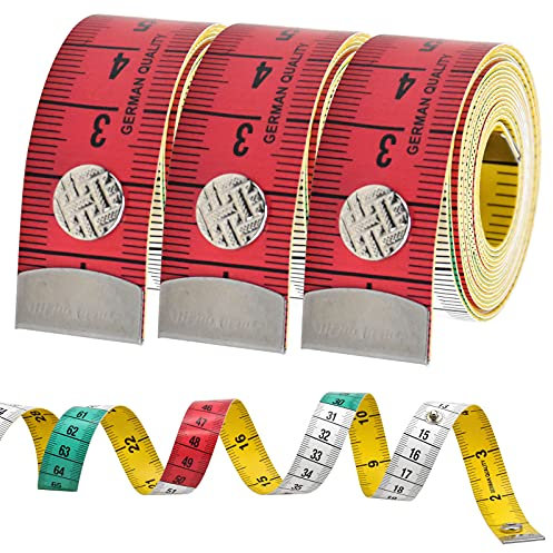 3Pcs Beidseitiges Körpermaßband Körpermaßlineal flexibles Maßband Schneidermaßband Körper Maßband Maßband Nähen Stoff Maßbänder zum Nähen für Familienmaß Brust-/Waistumfang, 60 Zoll/150cm