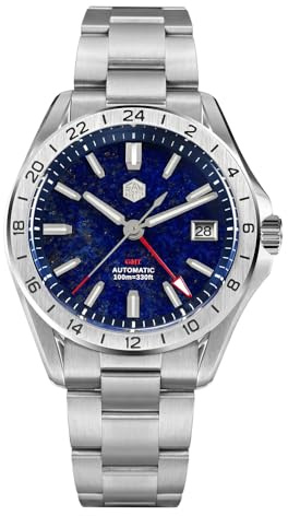 San Martin Aventurin Edelstein Zifferblatt Luxus Herren GMT Uhr NH34 Automatische Mechanische Saphir Wasserdichte Uhren, V 3, Modern