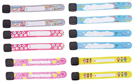 NAMOARLY 8St wasserdichtes Armband reise kind armbänder Identifikationsarmbänder für Kinder Alte Männer-ID-Band einhandzwinge Anti-verlorenes Armband Cartoon-Armband Einweg