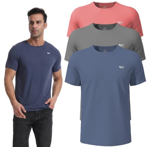 Wulibike Tee Shirt Sport Homme,Lot de 3 ou 5,Respirant Séchage Rapide et Léger,T-Shirt Running Gym Tops Homme