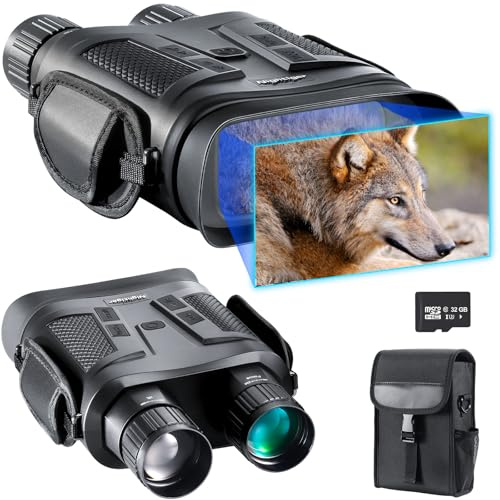 Nightiger Super nattvisionskikare med variationsfunktion | stor skärm lång visningsintervall, inbyggt 7 000 mAh uppladdningsbart batteri, 10 x digital zoom, kraftfulla infraröda nattvisionsglasögon