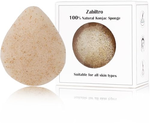 Zabiltro Esponjas faciales Konjac de nogal natural, gotas de agua, para una limpieza suave y exfoliación facial, ecológica, para el cuidado de la piel, limpieza facial y corporal, con nogal + konjac,