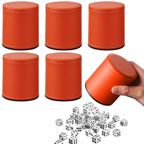 PRITOK Würfelbecher-Set: 6 Stück Würfelbecher Leder Set mit 36 Würfeln Leise Würfelbecher für Party-/Brettspiele Bar Home Liars Würfelspiele Exquisites Handgefühl