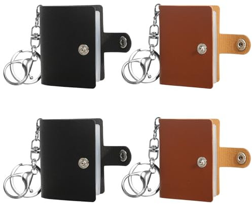 DELAESI Mini Photo Album 4 PCS Mini Scrapbook Keychain Personalised Keyring Photo Keyring Photo Book Keyring for ID Cards Pictures Bank Card