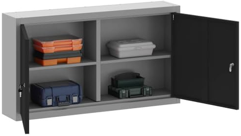vidaXL Mobile per Attrezzi con Blocco Nero e Grigio 50 x 20 x 55 cm, Armadio Attrezzi con Ripiani Regolabili, Storage Metallico per un'organizzazione sicura in Laboratorio