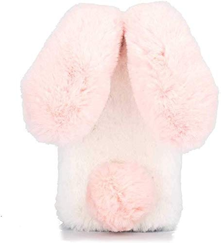 YKTO Pelz Niedlich Rabbit Hülle für Cubot A10 Weiche Süße Schöne Flauschige Hülle Rückseiten Skin Cover Furry Protective Phone Plüsch Case Cover für Cubot A10,Rosa und Weiß