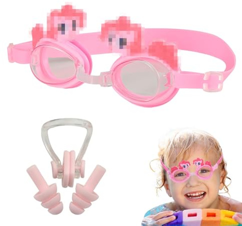OHREN Gafas de Natación para Niños, piscina niña, Protección UV y Anti-Vaho, Amplia Visión y Sin Fugas, Incluye Pinzas Nasales, Tapones para los Oídos y Estuche, 3-12 Años (Púrpura)