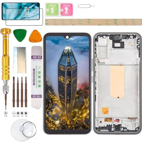 Gadgettrupper (inget fingeravtryck) LCD-skärm montering för Samsung Galaxy A54 5G SM-A546B/DS, A546V, A546U, A546U1, A546B, A546E, A5460, A546M skärmersättningskit (svart)