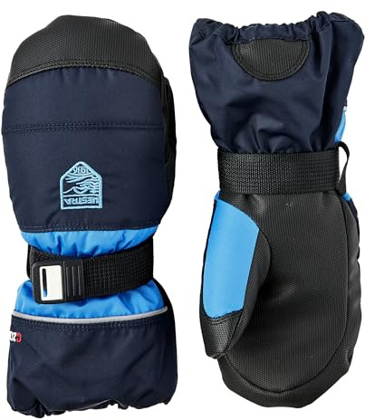 Hestra Kids’ CZone Mitt (2-11 yrs), Waterproof, Windproof & Insulated Winter Mittens for Alpine Skiing & Cold Weather Play - Dark Navy/Sky Blue - 6