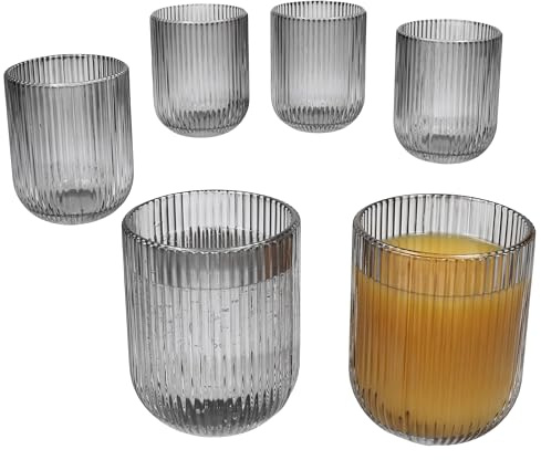 MamboCat Agata 6er Set Wassergläser I 250 ml I mit feinem Linien-Relief I stilvolle & stabile Gläser für Wasser, Saft, Milch, Cocktails & mehr I für Feiern, den Alltag oder als Geschenk
