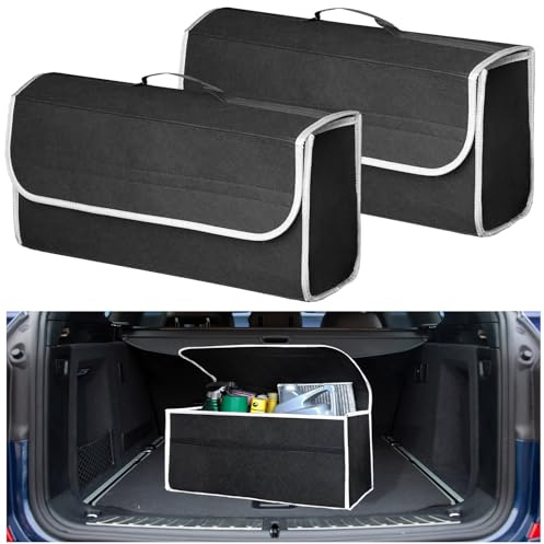 VAGCARS Lot de 2 sacs de rangement antidérapants et pliables en feutre pour coffre de voiture, outils et désencombrement intérieur, accessoires de voiture universels pour tous les véhicules