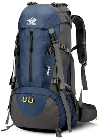 PORRASSO 50L Zaino da Trekking Zaino Impermeabile Zaini con Copertura per la Pioggia Hiking Backpack per Donna Uomo Escursionismo Campeggio Arrampicata Viaggio Blu Scuro