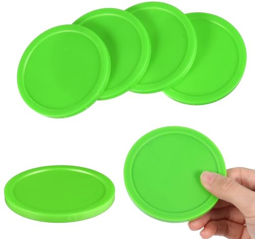 Air Hockey Pucks, 6 Pack Full Size Heavy Replacement Pucks, 3 1/4 Inches Diameter, Plastic Material Hockey Puck for Game Tables Equipment Accessories