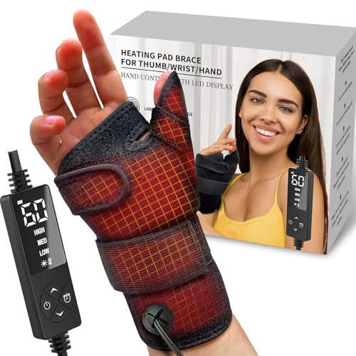 ELEKHEAL Wrist & Thumb Heating Pad for Arthritis and Carpal Tunnel Relief, Hand Heating Pad for Sprains, Trigger Thumb, Tendonitis, Hand Pain Relief - Left & Right Hands(L)