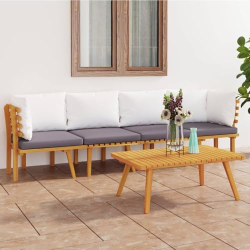 Hem 4 delar. Trädgårdsloungeset med kudde, massivt trä, akacia för trädgård, balkongmöbelset, trädgårdsmöbelset underhållningsset, balkong soffa lounge, lämplig för trädgårdar, terrasser