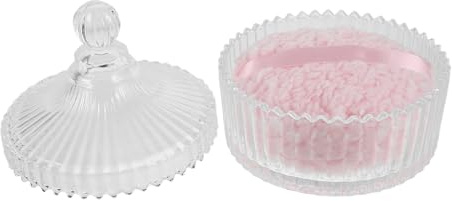 PAMINGONO Borla de Polvo Xl 135x45 Cm de Terciopelo Corto Extra en Color Rosa Agua Frasco de Vidrio para Polvos Corporales Reutilizable, Dispensador Uniforme Adecuado para Rostro