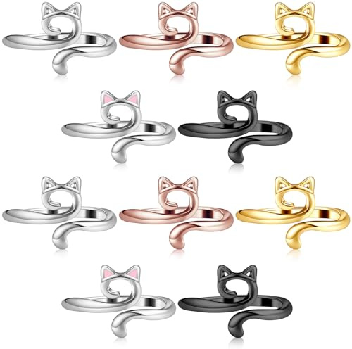 JJUNW 10Pcs Crochet Ring, Crochet Tension Ring, Adjustable Crochets Rings for Finger Yarn Holder for Crocheting, Knitting Crochets Supplies Gift for Crocheters, Knitters, Mom and Women