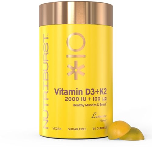 Nutriburst Vitamin D3+K2 • Bone & Immune Health • Vegan & Sugar Free Gummy