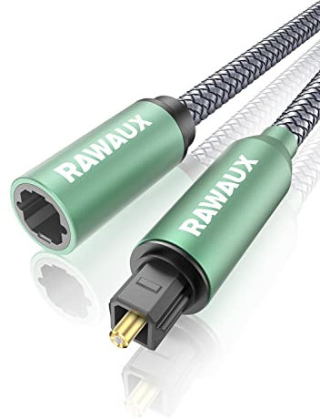 RAWAUX Cavo Ottico Prolunga 1m Cavo Audio Ottico Digital Toslink Audio Femmina a Maschio Compatibile con Soundbar, TV, Home Cinema (Verde - Prolunga)