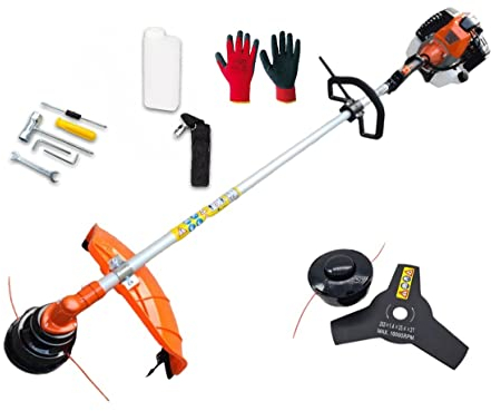 Decespugliatore a scoppio 52cc tagliaerba rasaerba tagliabordi motore 2 tempi multifunzione 2 in 1 per professionisti o fai da te guanti omaggio