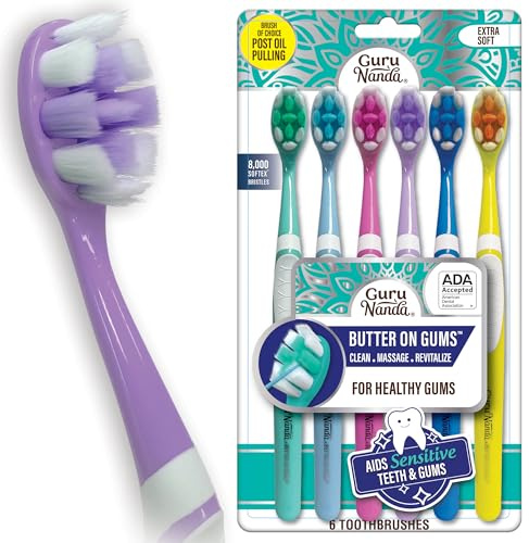 Bristle Toothbrush Multi-Pack, Extra Soft, 6 Toothbrushes, GuruNanda