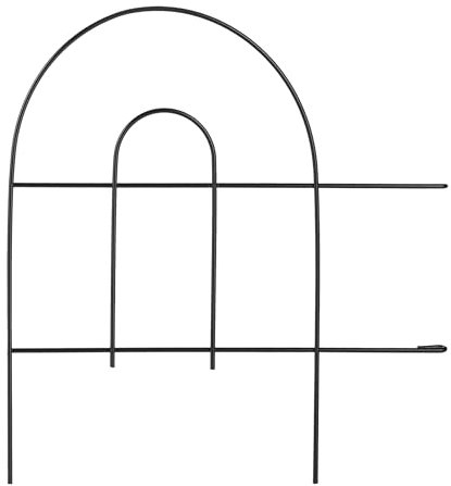 Relaxdays Beetzaun Metall, 6 Zaunelemente, HxB: 44,5 x 43 cm, Garten Beeteinfassung zum Stecken, Gotik Design, schwarz