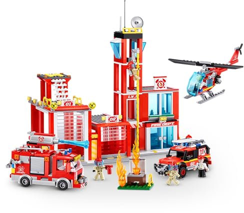 MAX Adventure Spielset Feuerwache (976 Teile) Bausteine Spielzeug für Kinder ab 5 Jahren Fahrzeuge Auspacken Entdecken
