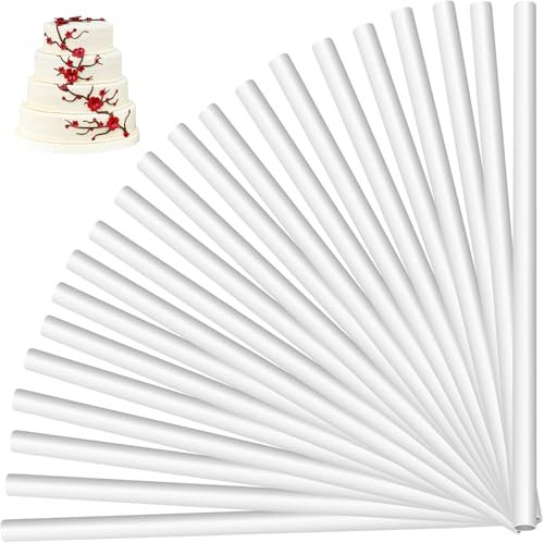 30 Varillas de Plástico para Tartas – Soporte para Tartas, Material Plástico, Reutilizable y Resistente, Ideal para Tartas de Dos Pisos, Decoración de Pasteles y Repostería (24cm o 30cm) (30cm)