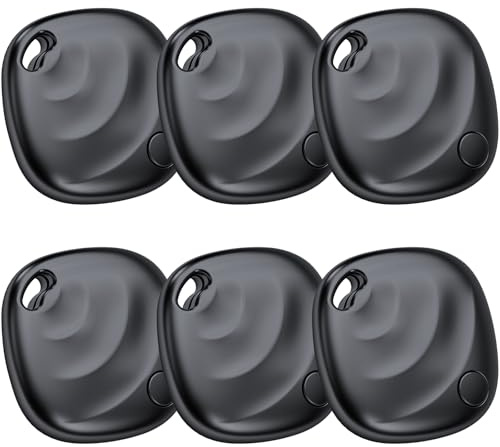 Nuevo [Certificado por Apple MFi] Air Tag 6 Pack, Smart Tag Localizador GPS con Buscar Apple (Sólo iOS), Localizador Bluetooth Rastreador GPS, Buscador de Llaves para Coche/Carteras/Equipaje, Negro