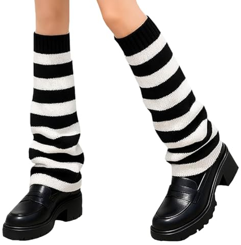 JK Home Guêtre Femme en Tricot Jambière Evasée Genou Haut Chaud | Cuissard de Jambe Protection Elastique Gothique Chaussettes de Botte