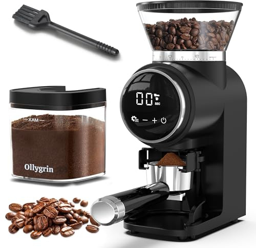 Ollygrin Coffee Grinder Electric, Upgrade Conical Burr Coffee Beans Grinder with Touch Panel, Adjustable Burr Mill with 30 Grinding Sizes