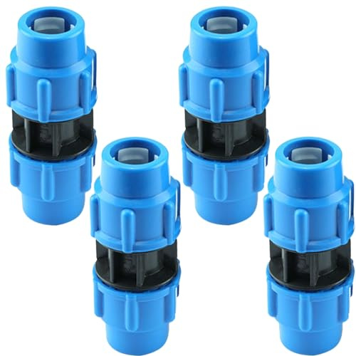 4Pcs Roscado PP para Tubo PE 20mm, BetterJonny Roscado Plástico Adaptador Polipropileno Tubo de Conexión Recto Conector de Abrazadera Conector Recto para Tuberías PE