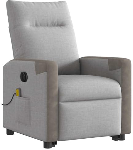 Mokuyary Poltrona reclinabile per massaggio elettrico Grigio Nuvola Tessuto Poltrona Relax Sedia per Relax Soggiorno Casa Ufficio Camera da Letto