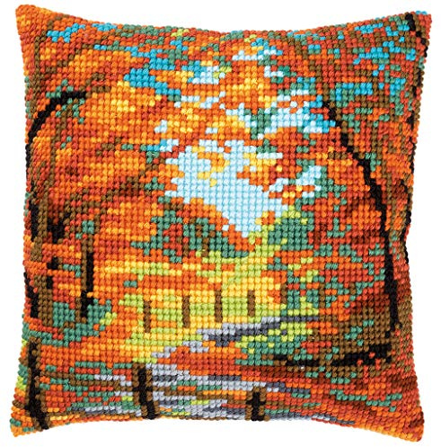 VERVACO Kit Cuscino Punto Croce PAESAGGIO AUTUNNALE Set Ricamo Principianti Cuscini Gobelin Decorativi ca. 40 x 40 cm Accessori Per Lavoretti Creativi DIY Casa Decor Hobby Adulti Cross Stitch